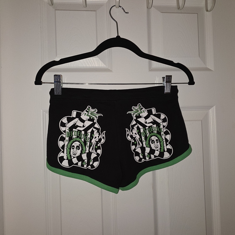 Too Fast Black Shorts with Beetlejuice Design
